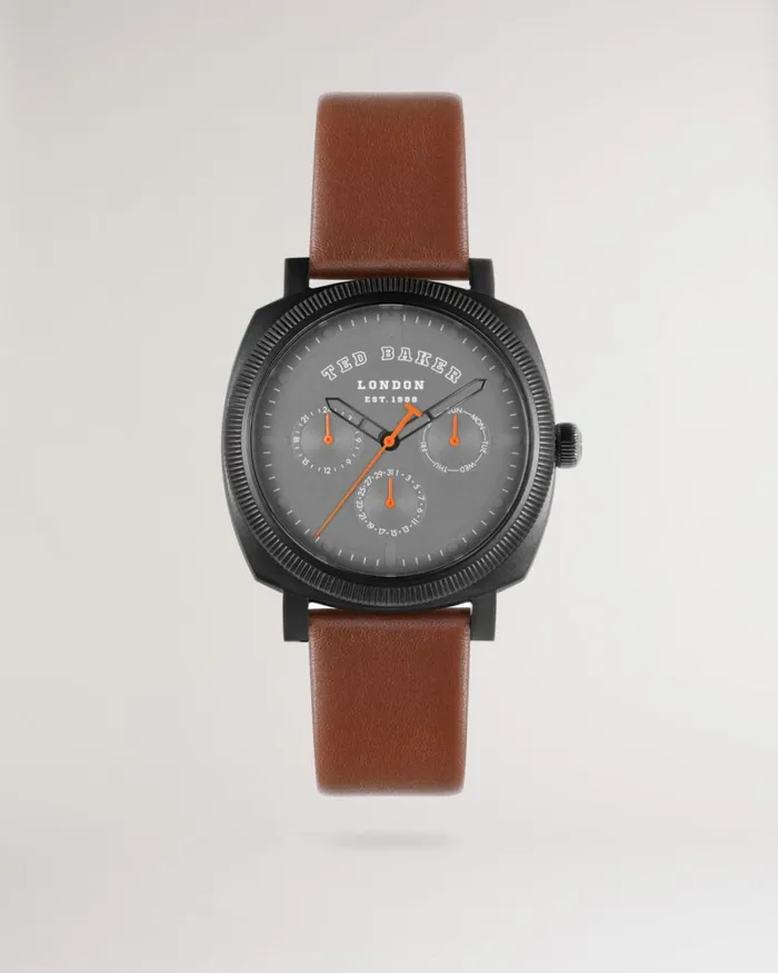 Brown Smooth Leather Strap Watch Tan Men Ted Baker Watches and Jewelry