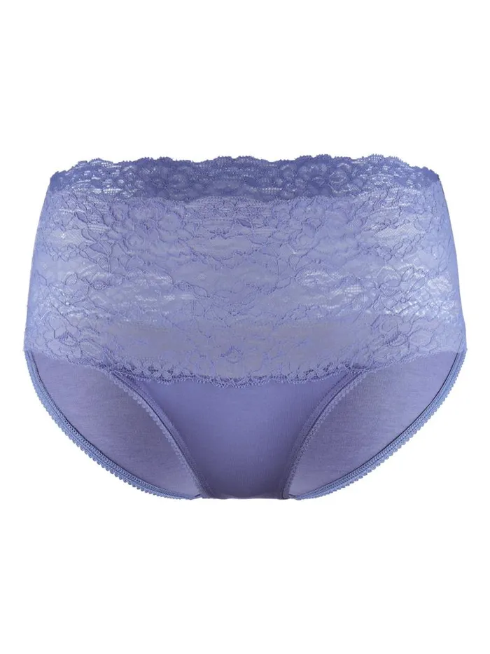 CALIDA Bottoms Highwaisted Briefs With Lace Waistband Provence Blue 8211 Women