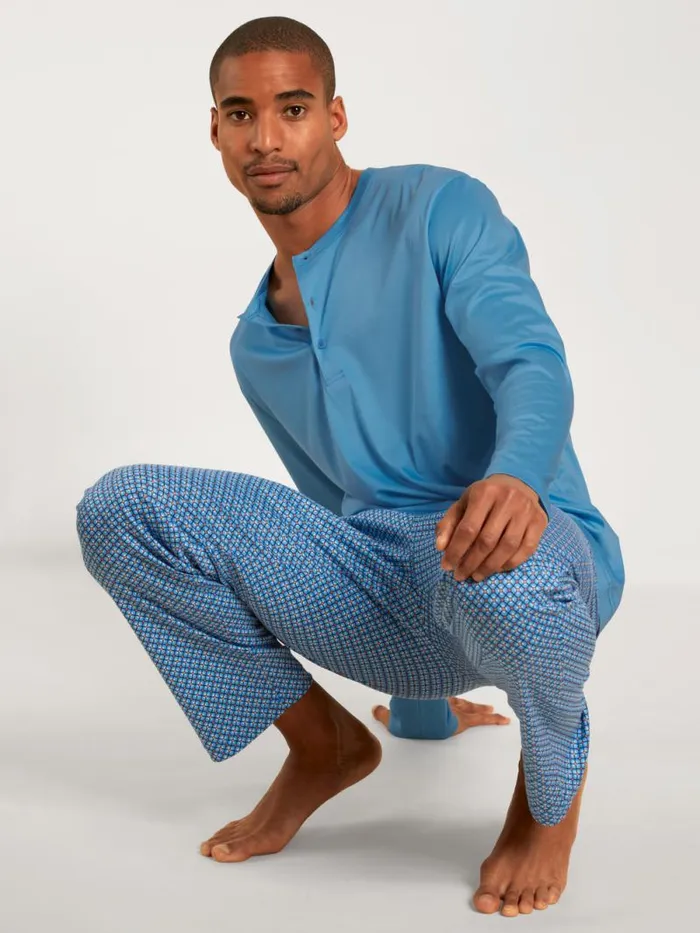 CALIDA Pyjama Pants Long Pants With Side Pockets Azurit Blue 8211 Men