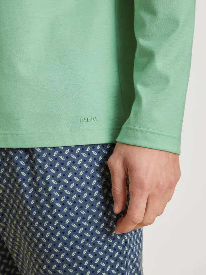 CALIDA Pyjama Tops Shirt Long Sleeve Ming Green 8211 Men