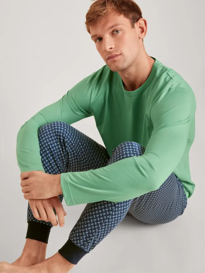 CALIDA Pyjama Tops Shirt Long Sleeve Ming Green 8211 Men