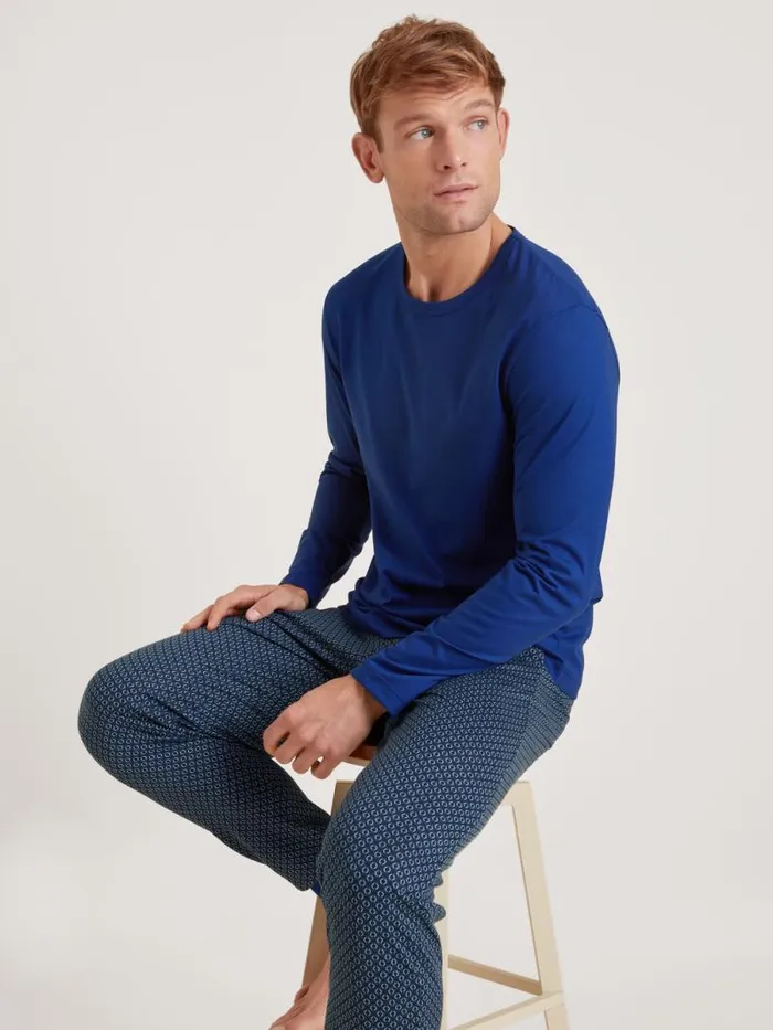 CALIDA Pyjama Tops Shirt Long Sleeve Sodalite Blue 8211 Men