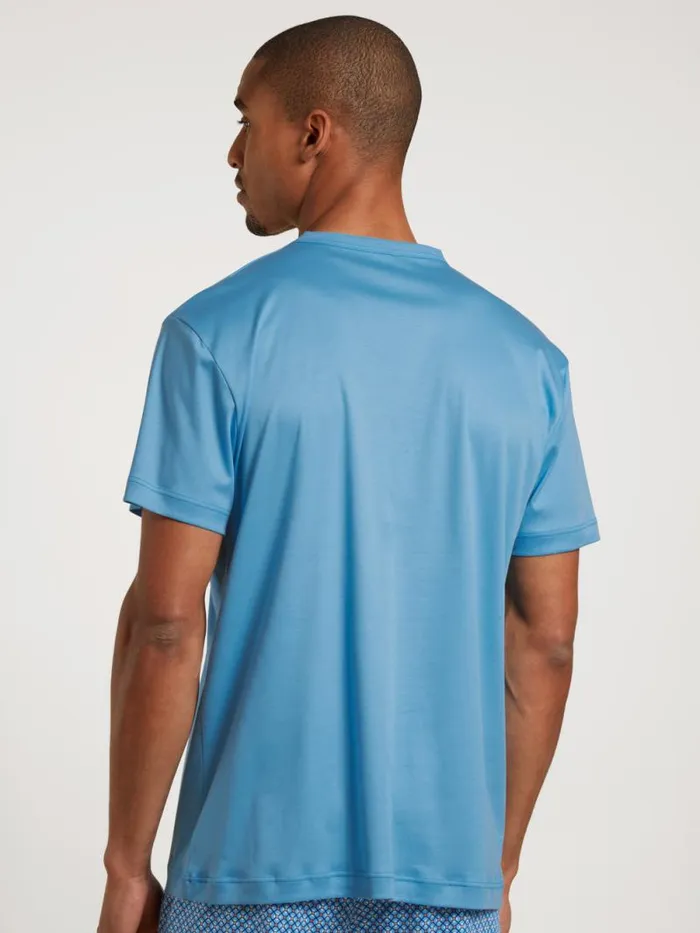 CALIDA Pyjama Tops Shirt Short Sleeve Azurit Blue 8211 Men