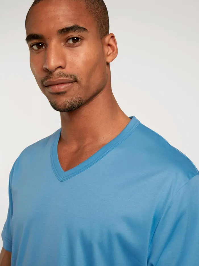 CALIDA Pyjama Tops Shirt Short Sleeve Azurit Blue 8211 Men