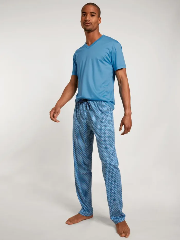 CALIDA Pyjama Tops Shirt Short Sleeve Azurit Blue 8211 Men