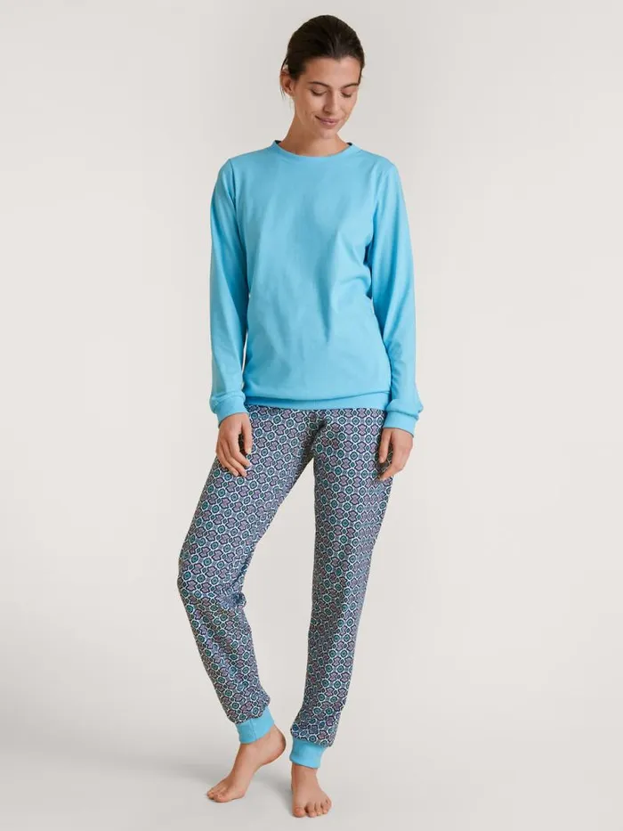 CALIDA Pyjamas Cuffed Pyjamas Blue Topaz 8211 Women