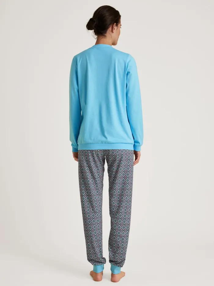 CALIDA Pyjamas Cuffed Pyjamas Blue Topaz 8211 Women