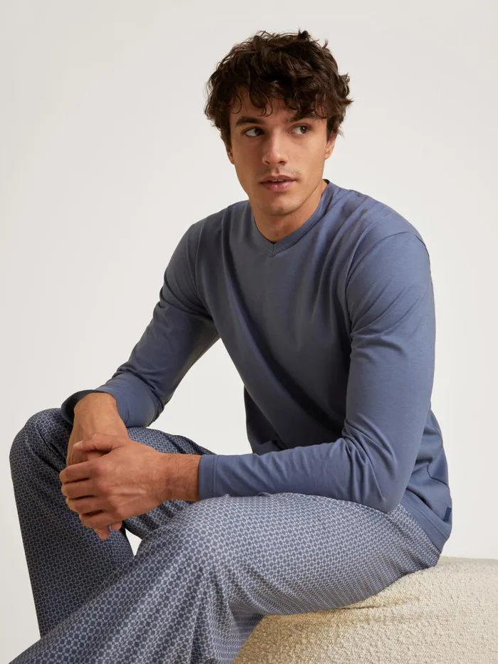 CALIDA Pyjamas Pyjama Vintage Indigo 8211 Men