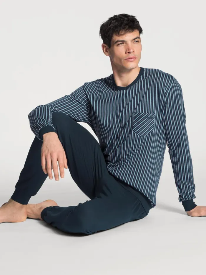 CALIDA Pyjamas Pyjama With Cuff Dark Sapphire 8211 Men