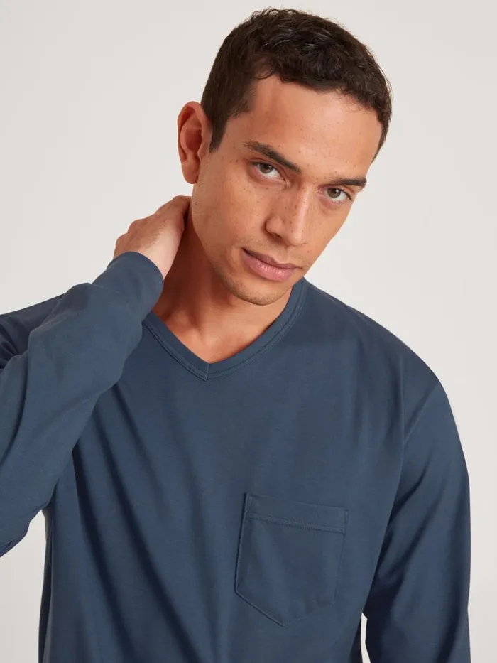 CALIDA Pyjamas Pyjama With Cuff Saragossa Blue 8211 Men