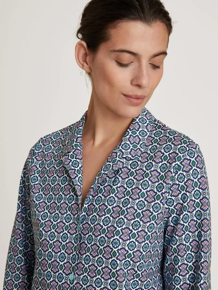 CALIDA Pyjamas Pyjamas Buttoned Through Blue Topaz 8211 Women