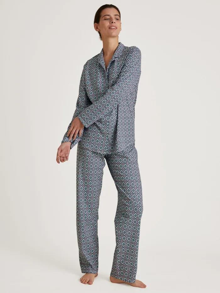 CALIDA Pyjamas Pyjamas Buttoned Through Blue Topaz 8211 Women