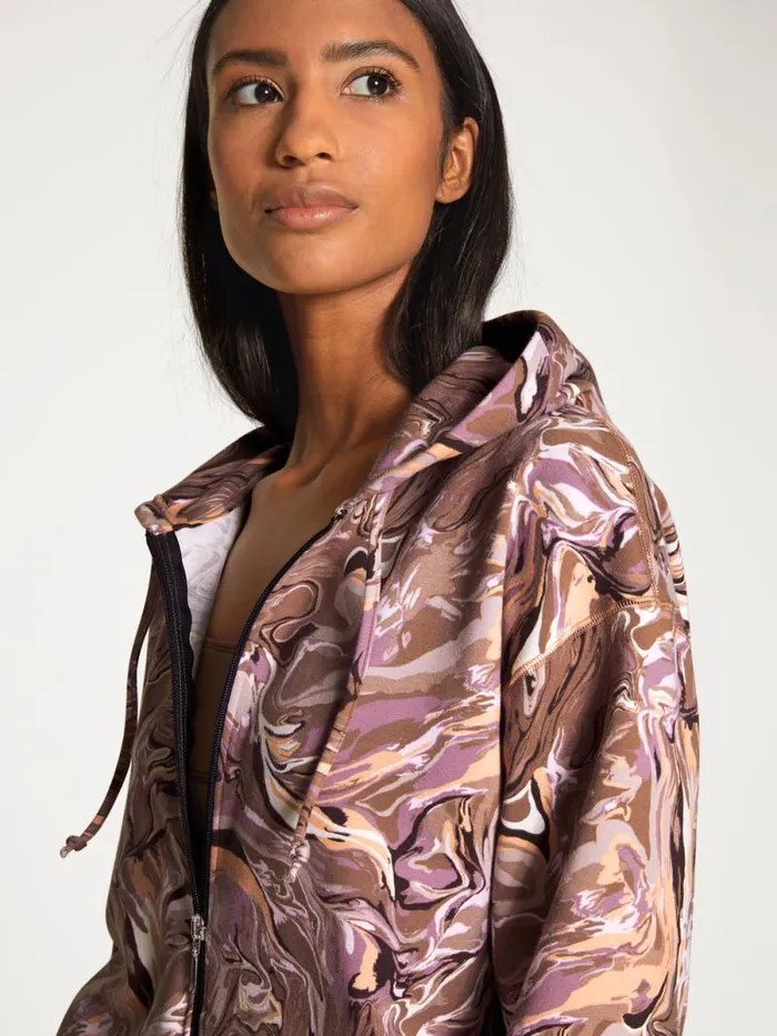 CALIDA Sweatshirts and Jackets Sweatjacket Cradle To Cradle Certified Truffle Brown Print 8211 Women