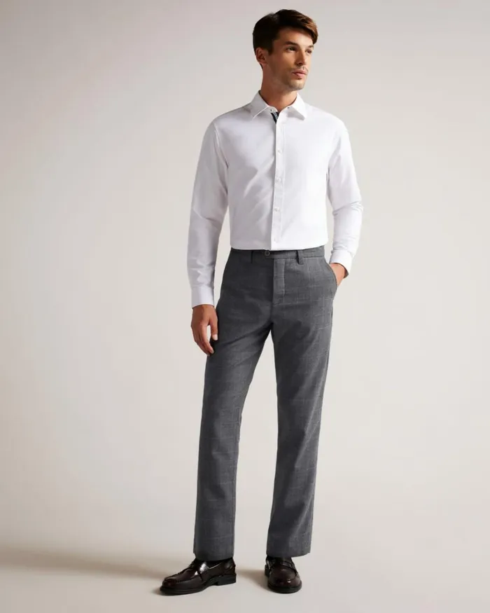 Camburn Fit Check Trousers Charcoal Men Ted Baker Pants