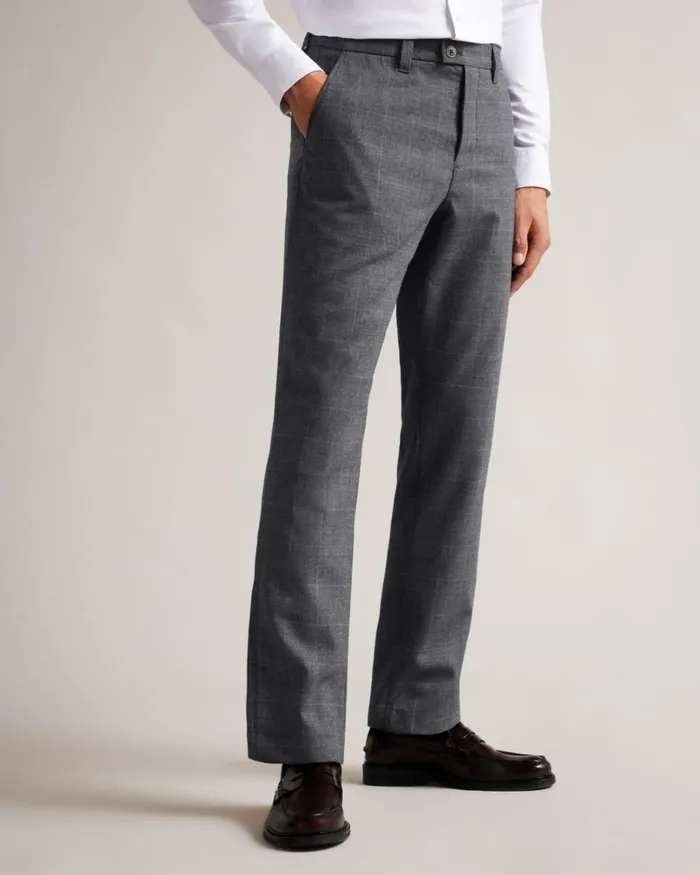 Camburn Fit Check Trousers Charcoal Men Ted Baker Pants