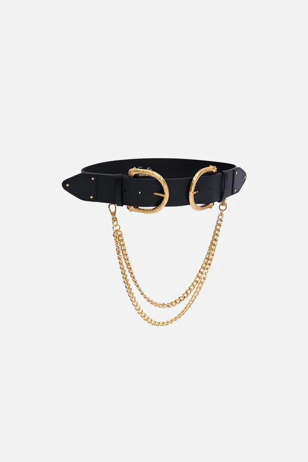 Camilla Belts Double Leopard Buckle Belt Solid Black 8211 Accessories Camilla Belts Double Leopard Buckle Belt Solid Black 8211 Accessories