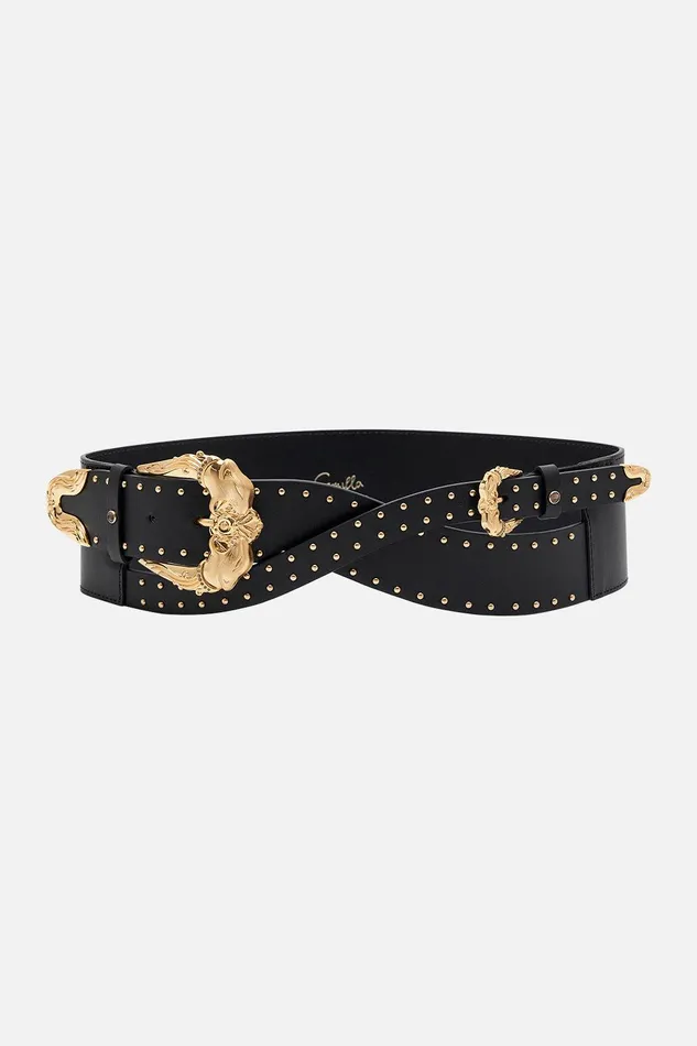Camilla Belts Studded Buckle Belt Solid Black 8211 Accessories