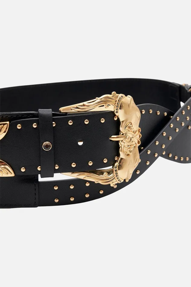 Camilla Belts Studded Buckle Belt Solid Black 8211 Accessories