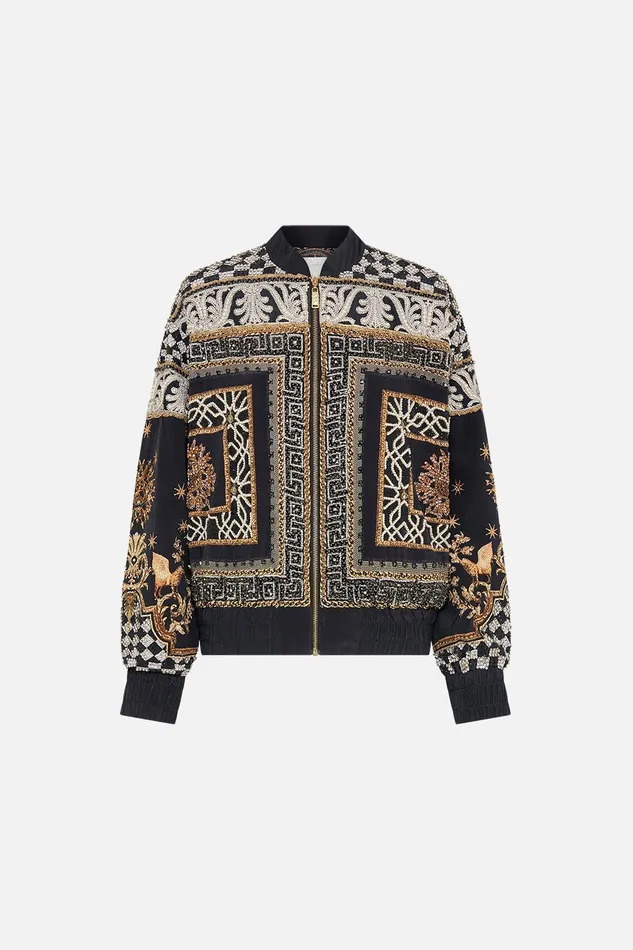 Camilla Jackets Embellished Relaxed Bomber Jacket With Side Pockets Duomo Dynasty 8211 Womens