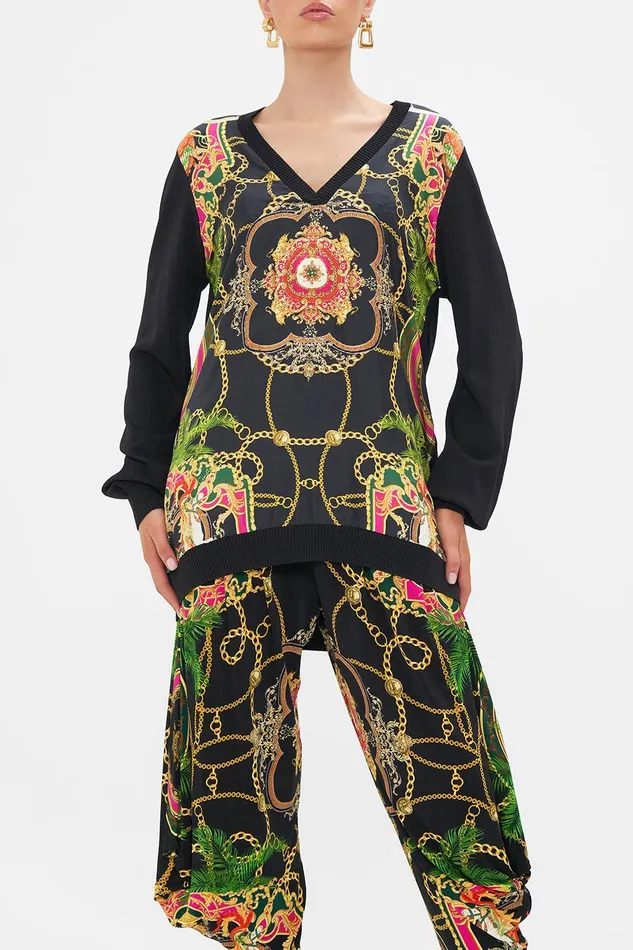 Camilla Knitwear V Neck Silk Front Jumper Jealousy And Jewels 8211 Womens Camilla Knitwear V Neck Silk Front Jumper Jealousy And Jewels 8211 Womens