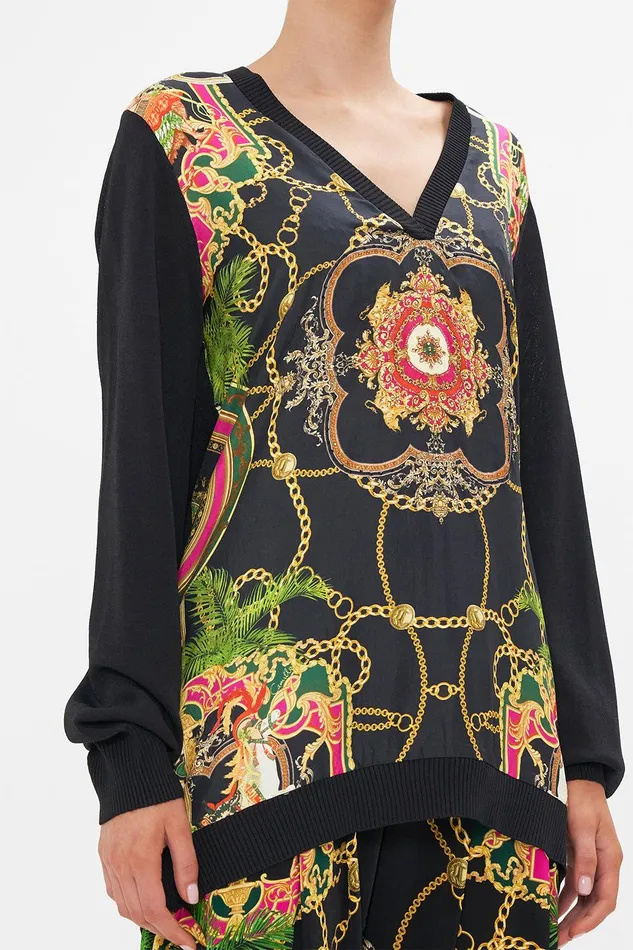 Camilla Knitwear V Neck Silk Front Jumper Jealousy And Jewels 8211 Womens Camilla Knitwear V Neck Silk Front Jumper Jealousy And Jewels 8211 Womens