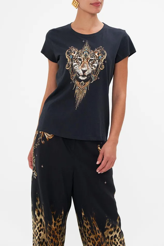Camilla Loungewear Organic Cotton Curved Hem Fitted Tee Black Lions Mane 8211 Womens Camilla Loungewear Organic Cotton Curved Hem Fitted Tee Black Lions Mane 8211 Womens