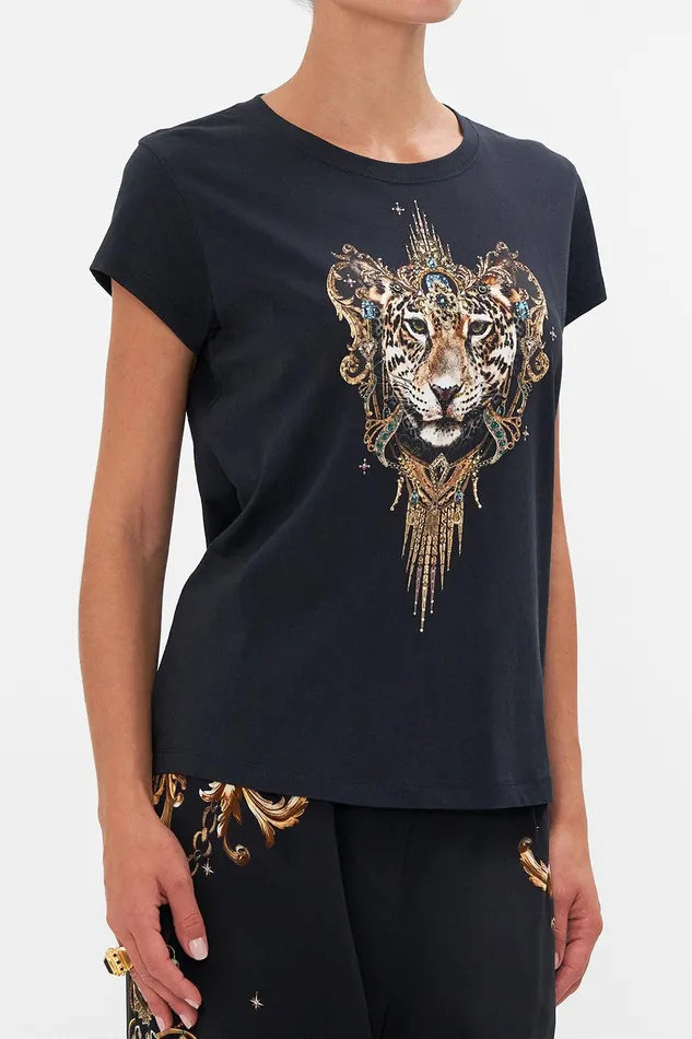 Camilla Loungewear Organic Cotton Curved Hem Fitted Tee Black Lions Mane 8211 Womens Camilla Loungewear Organic Cotton Curved Hem Fitted Tee Black Lions Mane 8211 Womens