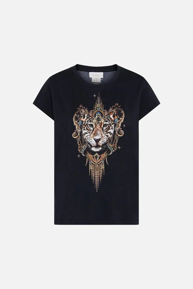 Camilla Loungewear Organic Cotton Curved Hem Fitted Tee Black Lions Mane 8211 Womens Camilla Loungewear Organic Cotton Curved Hem Fitted Tee Black Lions Mane 8211 Womens