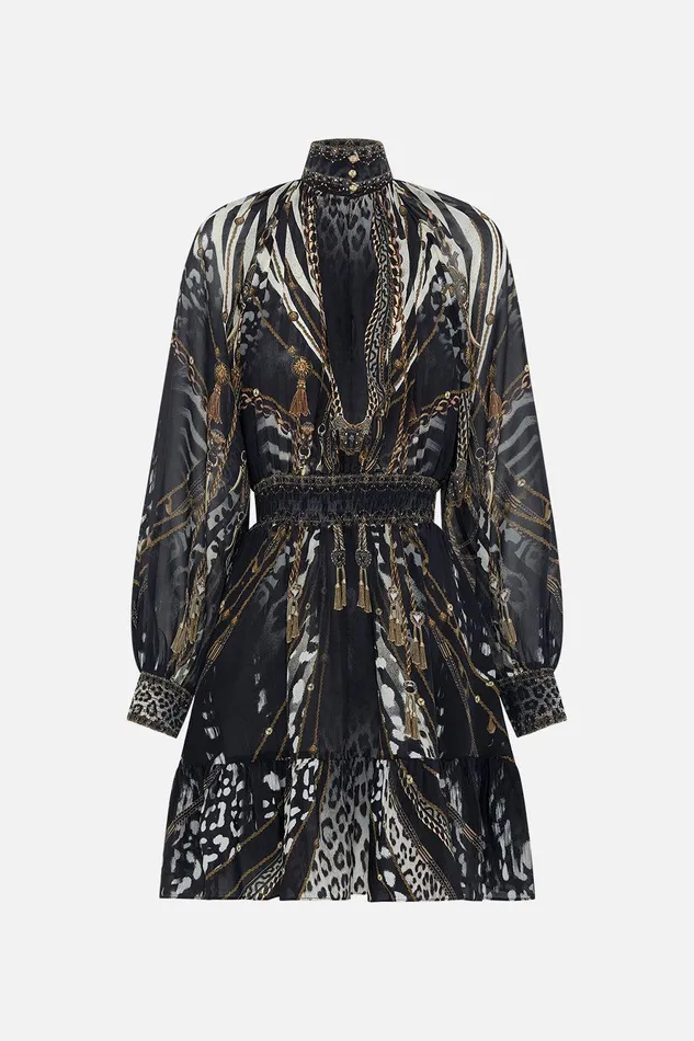 Camilla Mini Dresses Shirred Waist High Neck Mini Dress Untamed Royalty 8211 Womens Camilla Mini Dresses Shirred Waist High Neck Mini Dress Untamed Royalty 8211 Womens
