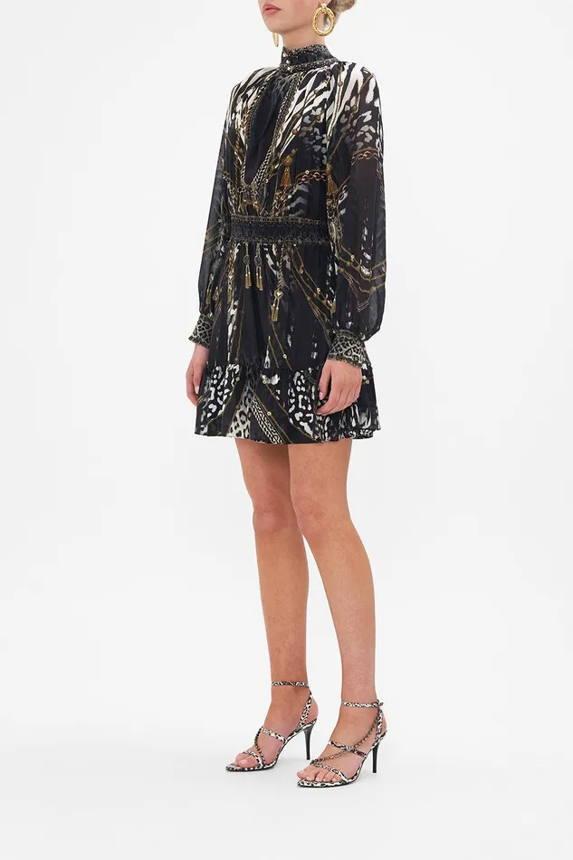 Camilla Mini Dresses Shirred Waist High Neck Mini Dress Untamed Royalty 8211 Womens Camilla Mini Dresses Shirred Waist High Neck Mini Dress Untamed Royalty 8211 Womens