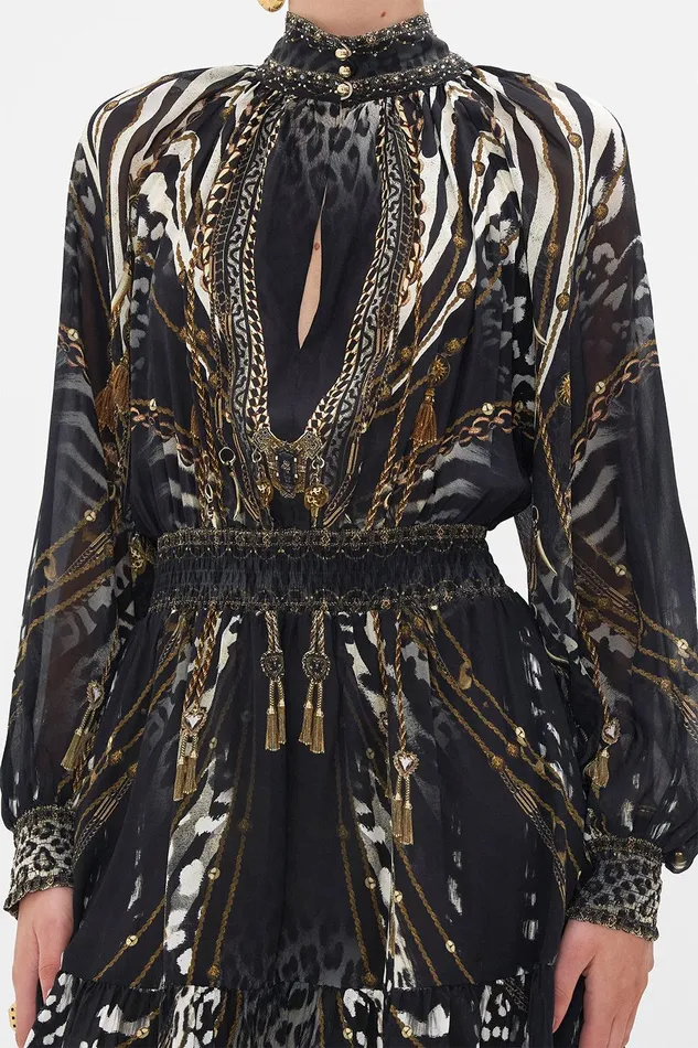 Camilla Mini Dresses Shirred Waist High Neck Mini Dress Untamed Royalty 8211 Womens Camilla Mini Dresses Shirred Waist High Neck Mini Dress Untamed Royalty 8211 Womens