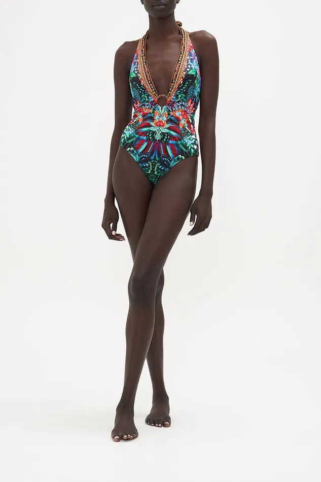 Camilla One Pieces Ring Detail Plunge V One Piece In A Flutter 8211 Womens Camilla One Pieces Ring Detail Plunge V One Piece In A Flutter 8211 Womens