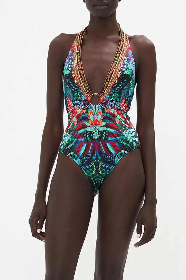 Camilla One Pieces Ring Detail Plunge V One Piece In A Flutter 8211 Womens Camilla One Pieces Ring Detail Plunge V One Piece In A Flutter 8211 Womens