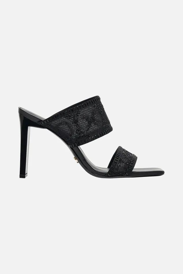 Camilla Shoes Alexia Slim Block Heel Mule Solid Black 8211 Accessories
