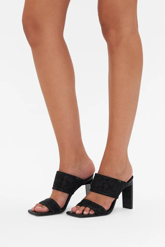 Camilla Shoes Alexia Slim Block Heel Mule Solid Black 8211 Accessories