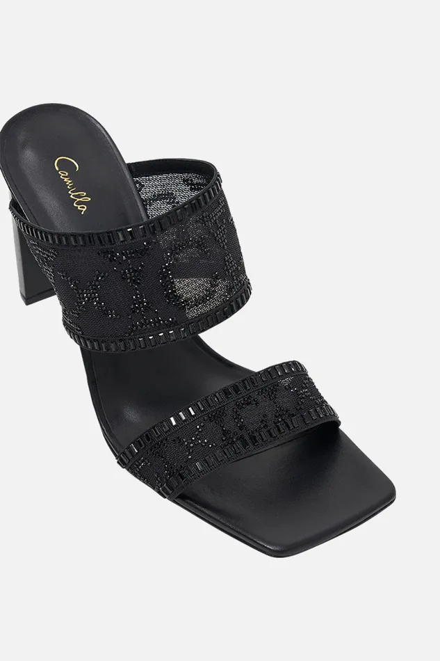 Camilla Shoes Alexia Slim Block Heel Mule Solid Black 8211 Accessories