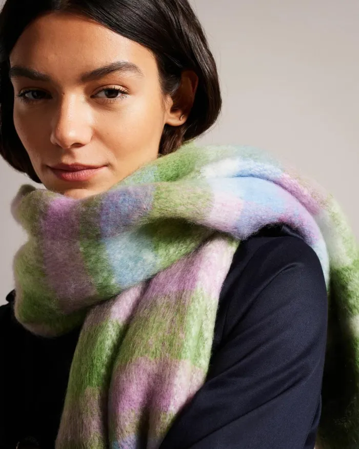 Check Scarf Light Green Women Ted Baker Scarves