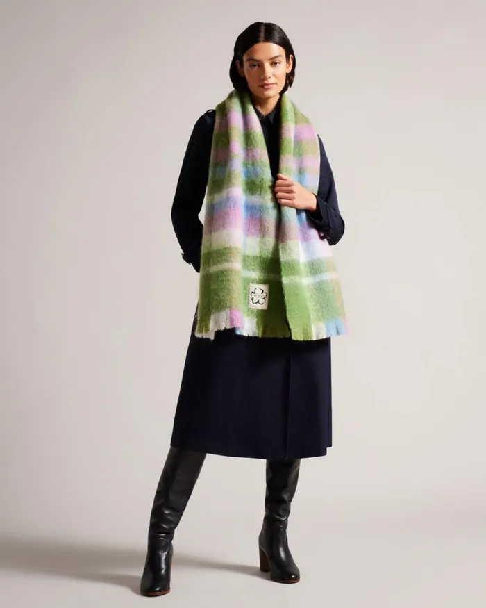 Check Scarf Light Green Women Ted Baker Scarves