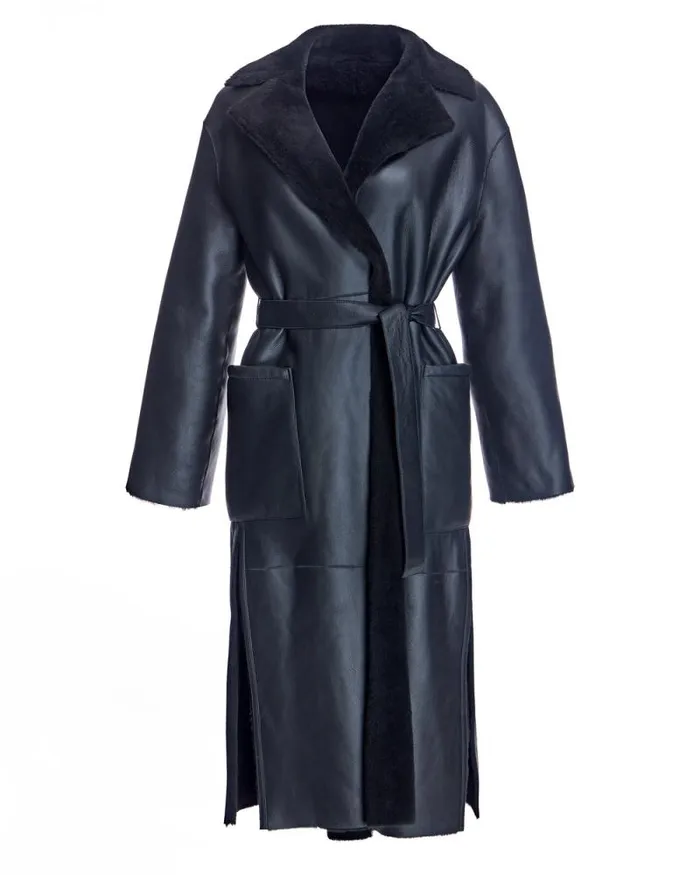 Coats Women039s Maximilian Belted Shearling Lamb Coat