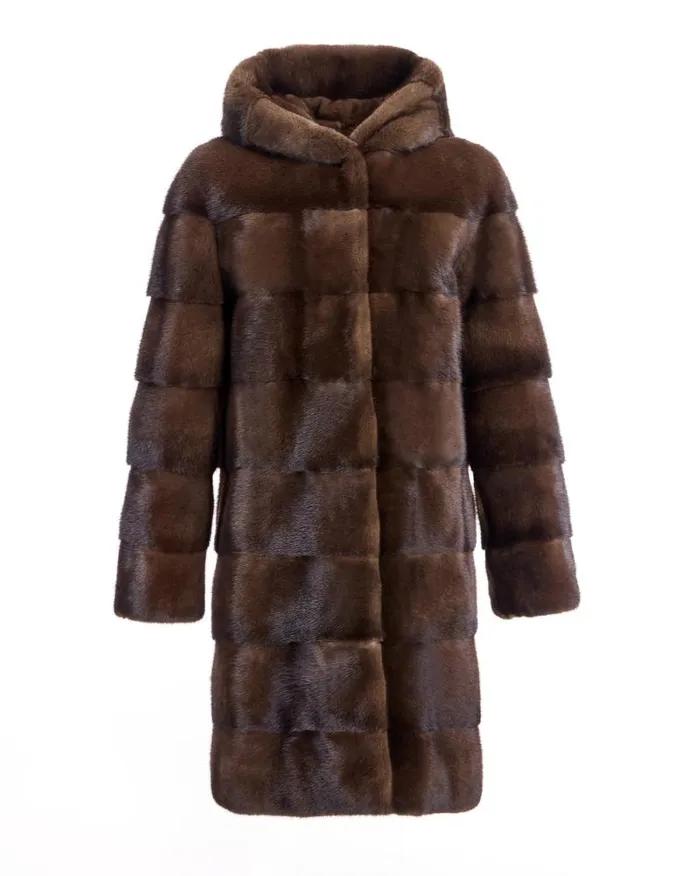 Coats Women039s Maximilian Horizontal Hooded Mink Coat