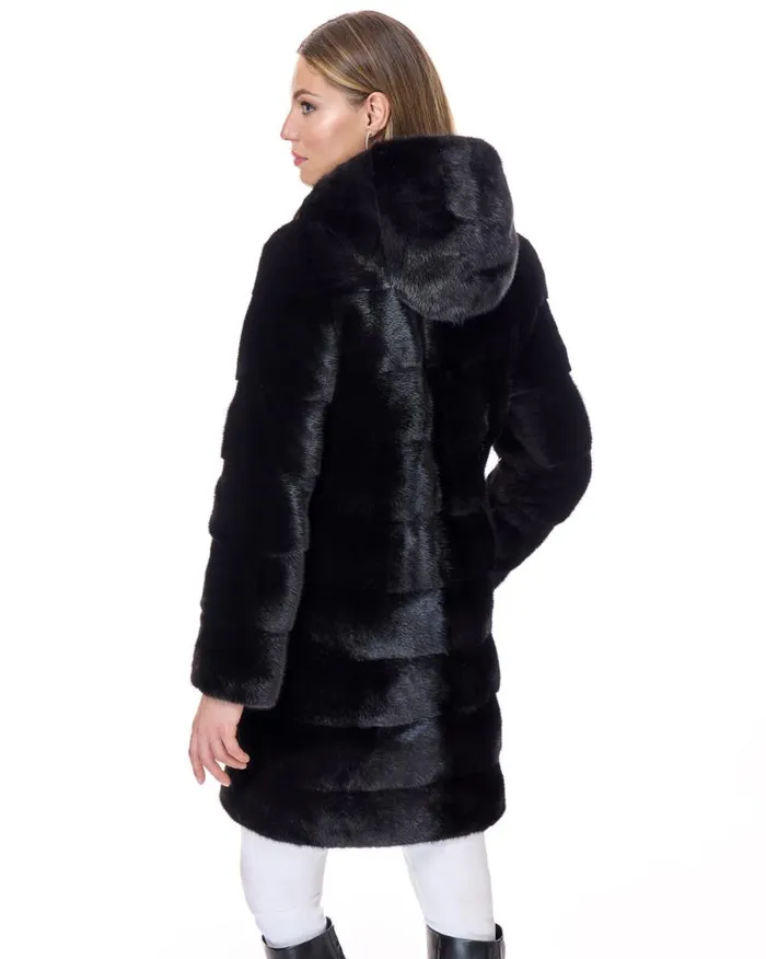 Coats Women039s Maximilian Horizontal Hooded Mink Coat