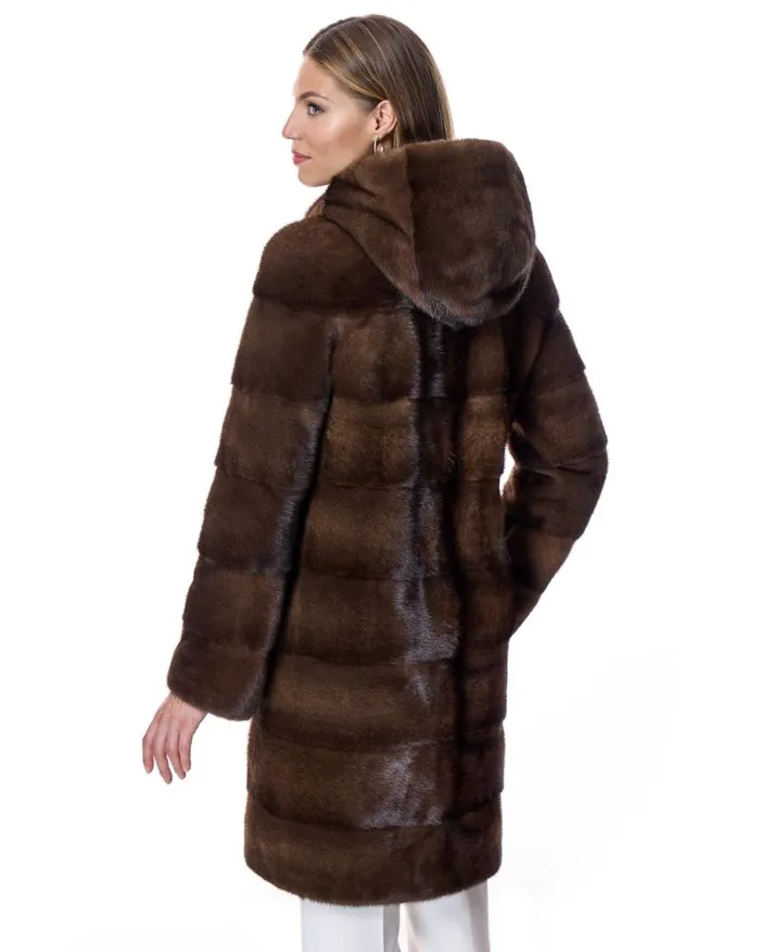 Coats Women039s Maximilian Horizontal Hooded Mink Coat