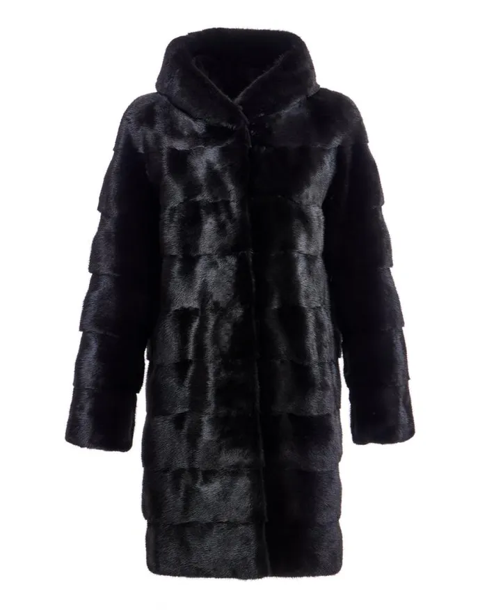 Coats Women039s Maximilian Horizontal Hooded Mink Coat