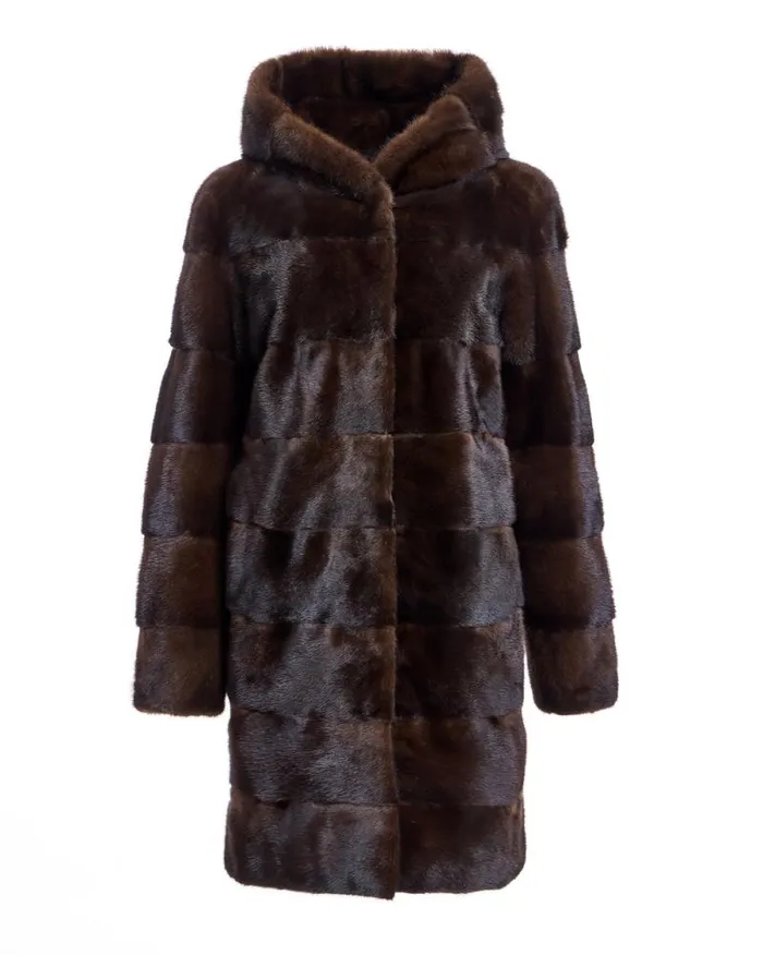 Coats Women039s Maximilian Horizontal Hooded Mink Coat