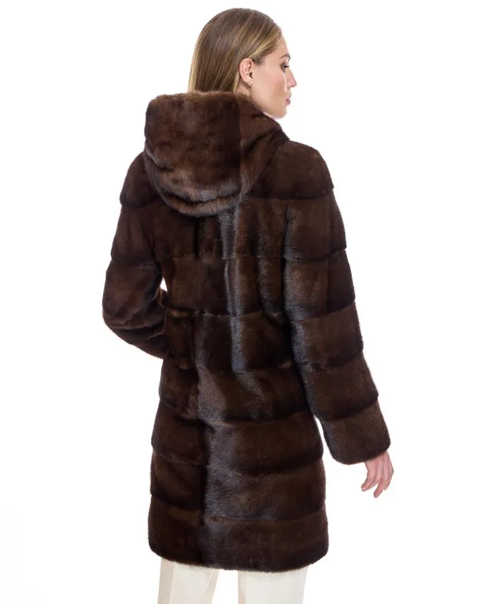 Coats Women039s Maximilian Horizontal Hooded Mink Coat
