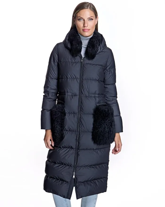 Coats Women039s Maximilian Nylon Down Filled Coat With Goat Trims