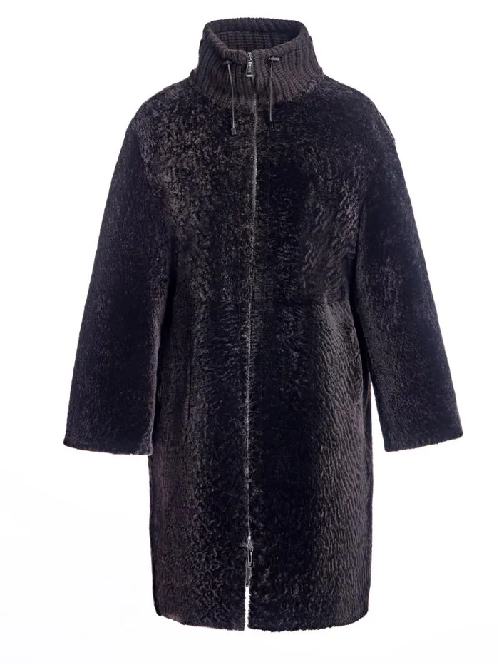 Coats Women039s Maximilian Shearling Lamb Coat With Knit Collar