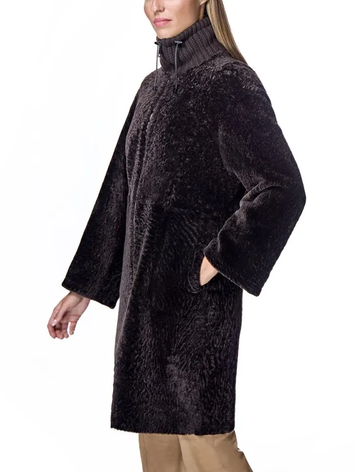 Coats Women039s Maximilian Shearling Lamb Coat With Knit Collar
