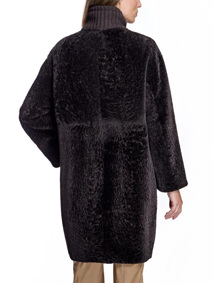 Coats Women039s Maximilian Shearling Lamb Coat With Knit Collar