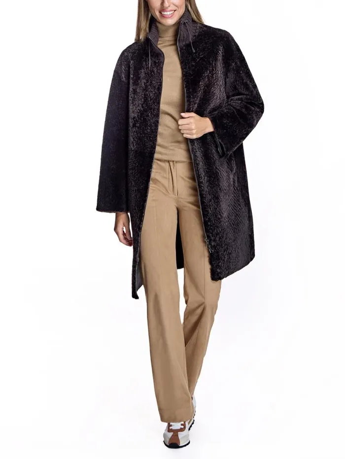 Coats Women039s Maximilian Shearling Lamb Coat With Knit Collar